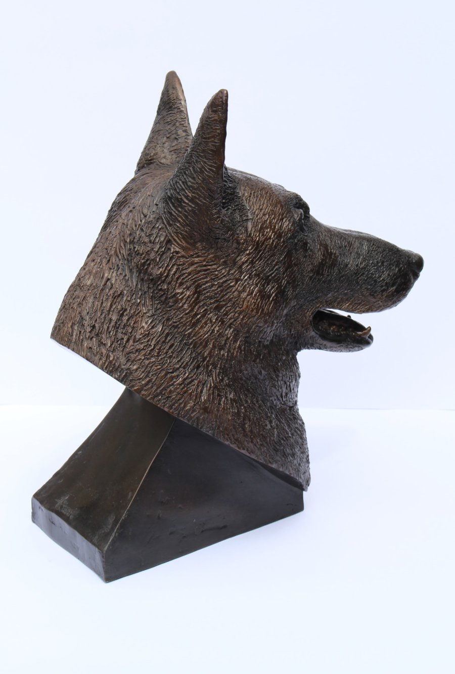 German Shepherd Head Portrait bronze sculpture