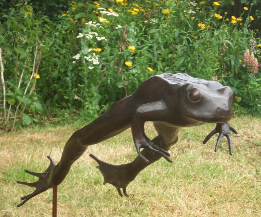 Leaping Frog bronze sculpture