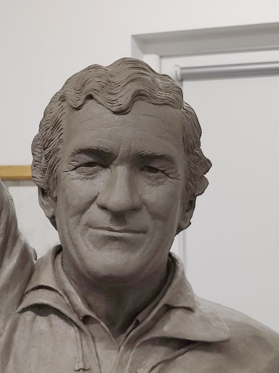 The head of Danny Bergara clay sculpture