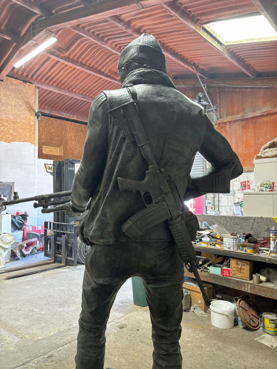 Rear of the Life and a Quarter Bronze Sculpture
