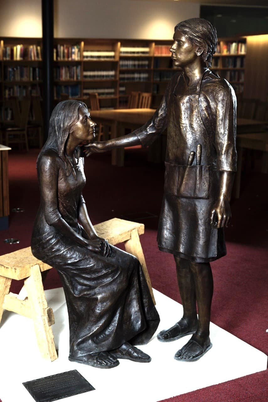 Mary and Jesus statue at the London Oratory School